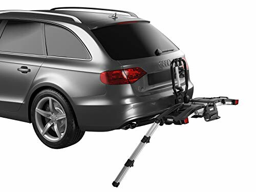 Car with attached rear bike rack.