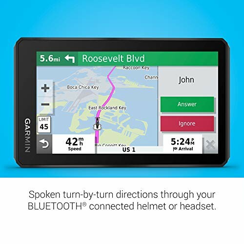 Garmin GPS screen showing map and incoming call options.