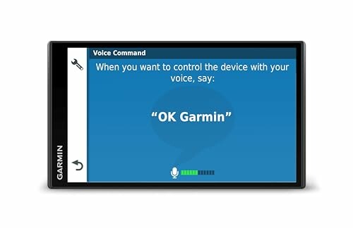 Garmin device screen showing voice command instructions.