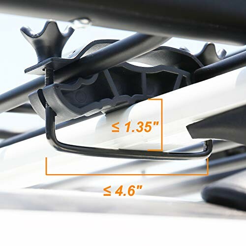 Roof rack clamp with measurements 1.35 inches and 4.6 inches