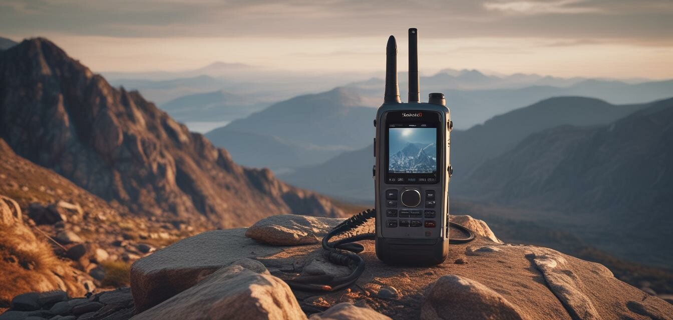 Satellite phone on rocky terrain